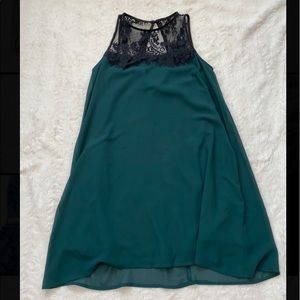 Lace top green socialite shift dress